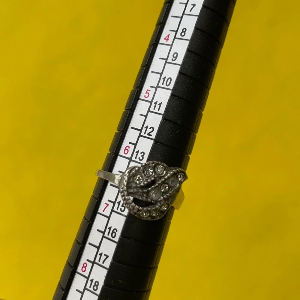 Antique sterling silver ring with crystals